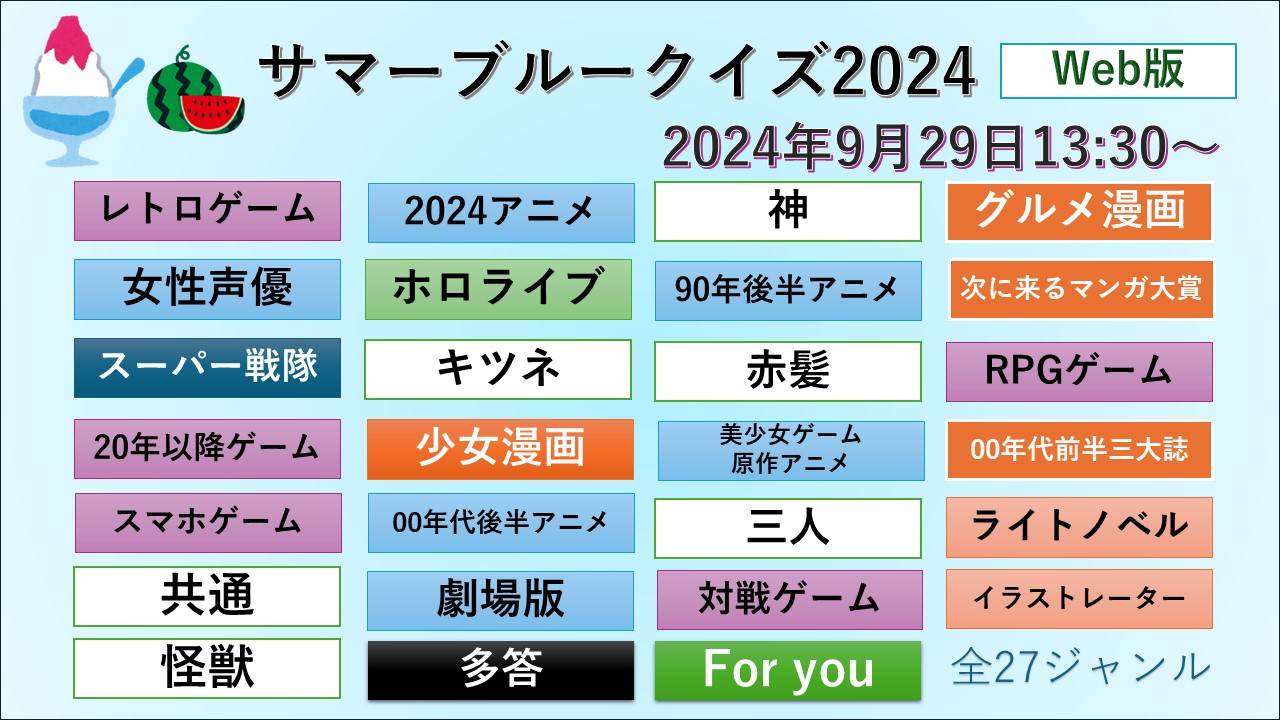 サマーブルークイズ 詳細ジャンル
